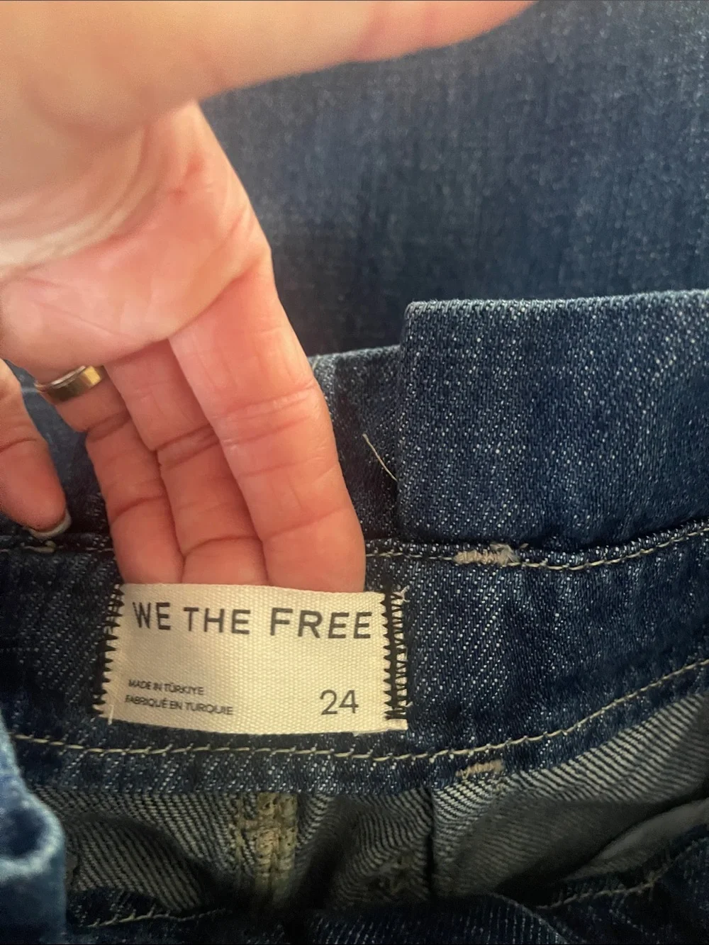 Free People Dark Blue Wide Leg High-Rise Jeans